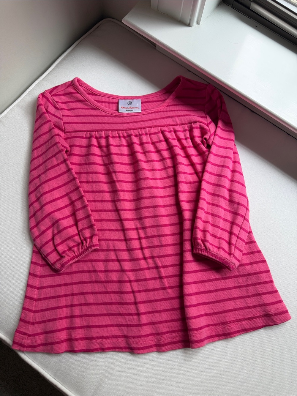 Hanna Andersson Pink Stripe Long-Sleeve Girls Top 3T